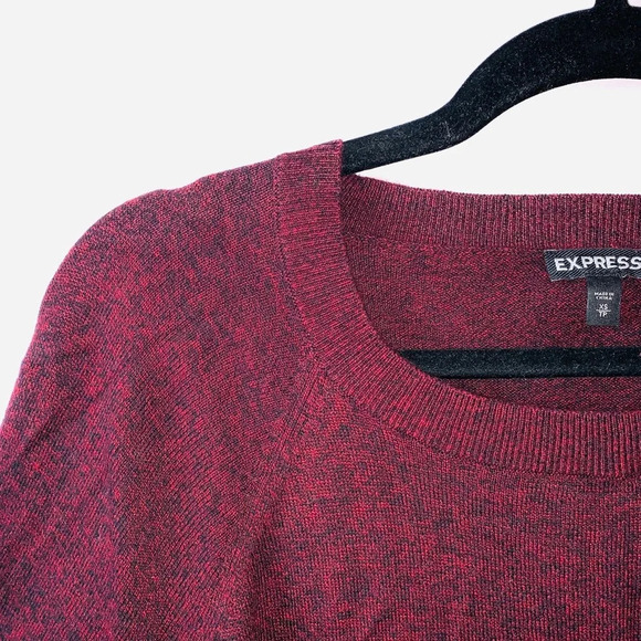 Express Dark Red Flecked Round Hem Oversized Sweater Xsmall Women’s - Picture 4 of 12